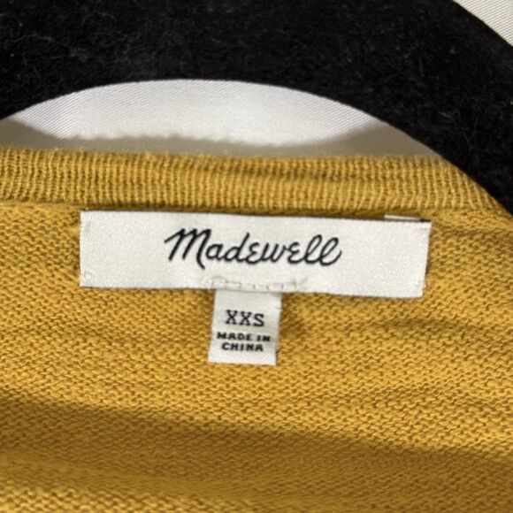 Madewell Cardigan Women's XXS Yellow Open Front Pockets Long Sleeve - Picture 2 of 10